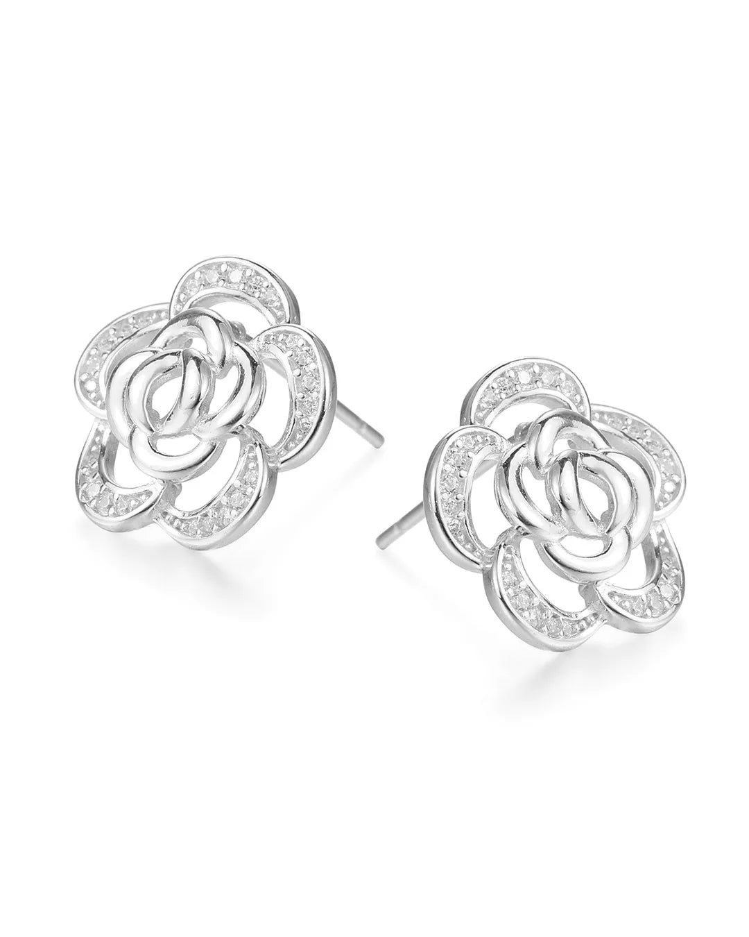 Delicate Silver Flower Stud Earrings for a Dainty Everyday Look