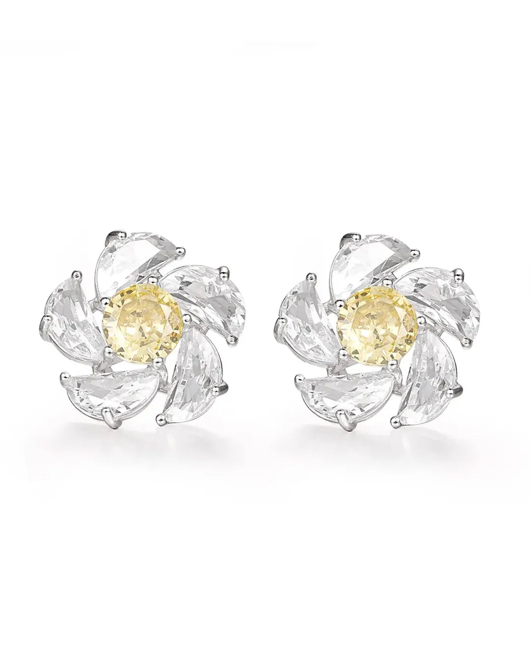 Yellow Crystal Silver Earrings