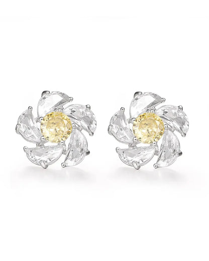 Yellow Crystal Silver Earrings
