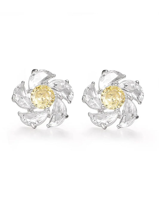 Yellow Crystal Silver Earrings