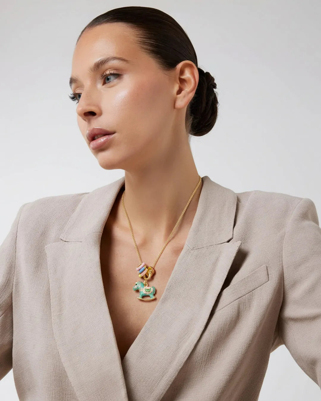Hand Crafted Gold Chain Necklace with Vibrant Color Accents