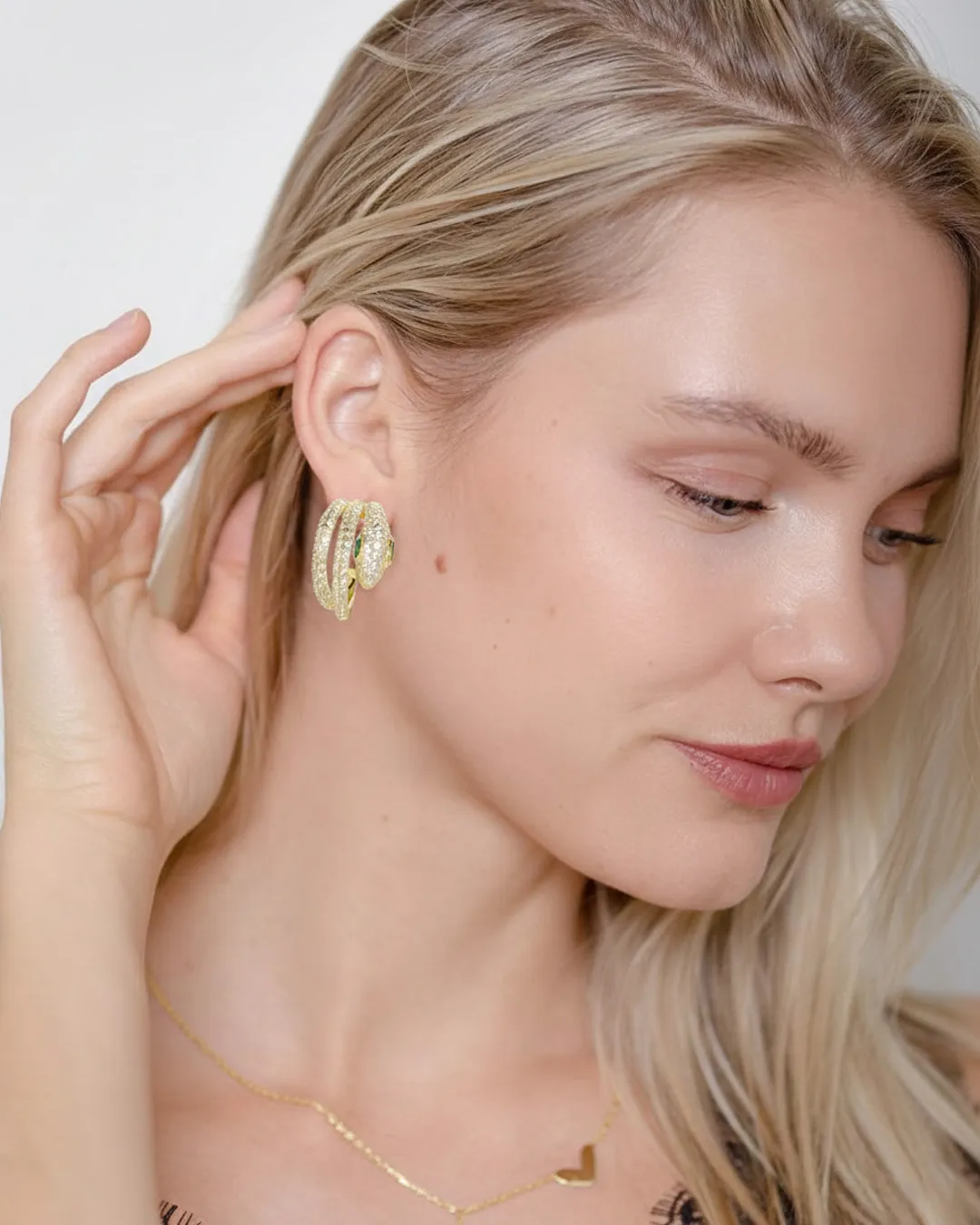 Gold Snake Hoop Earrings