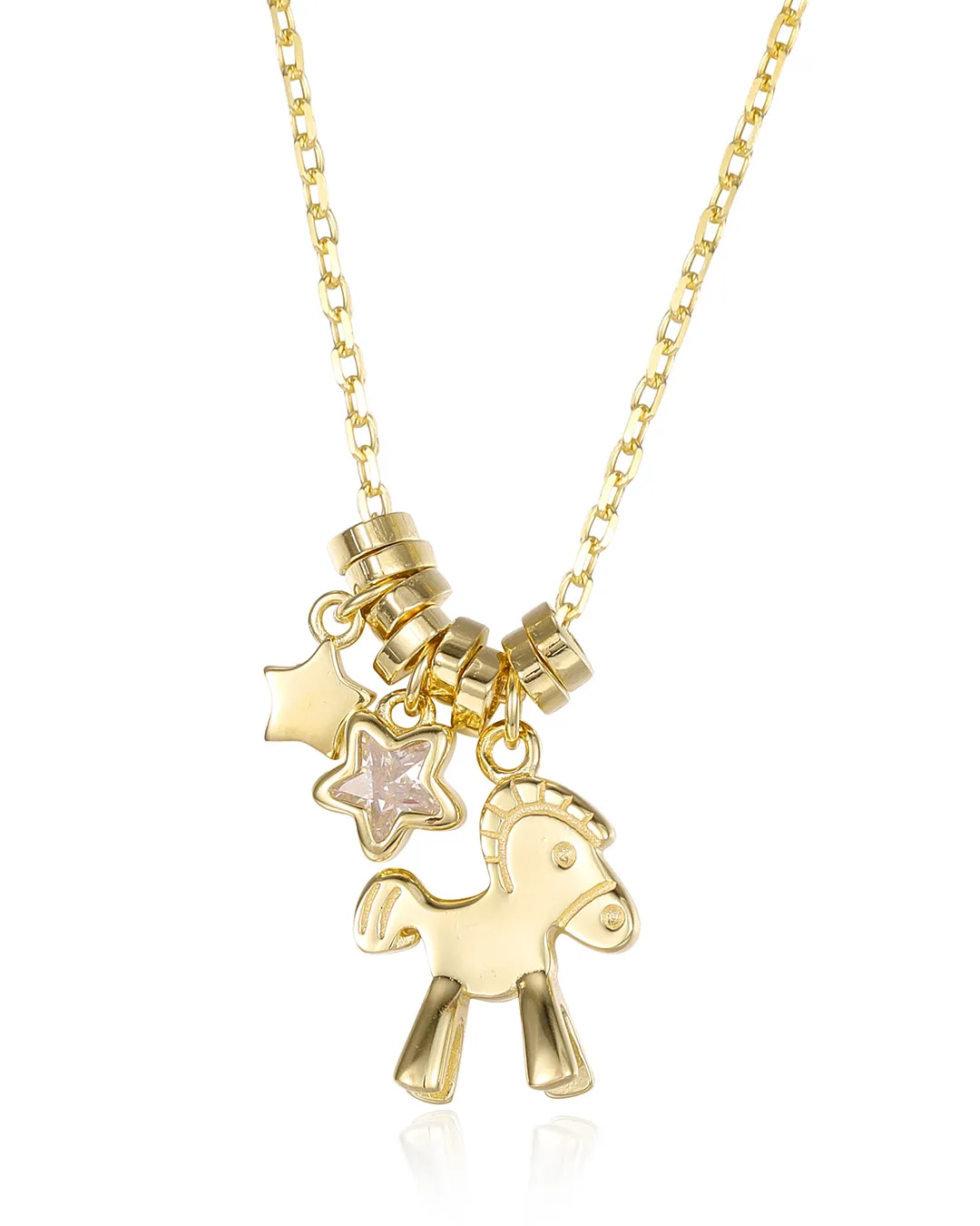 Elegant Gold Unicorn Pendant Crafted in Solid Gold Finish