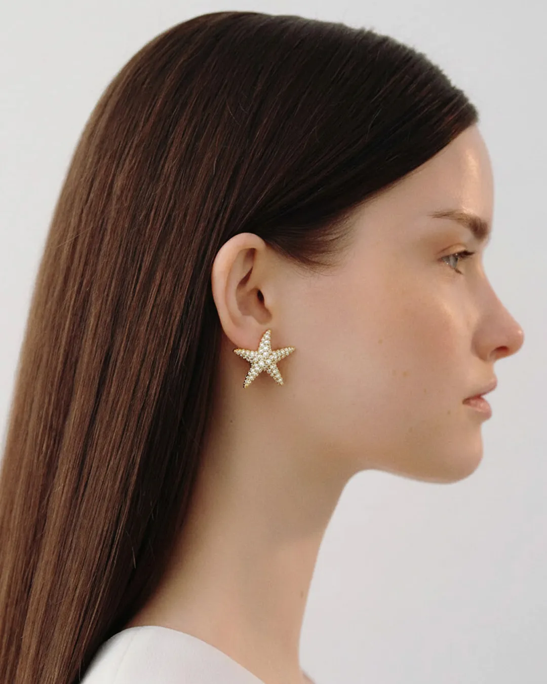 Gold Starfish Stud Earrings