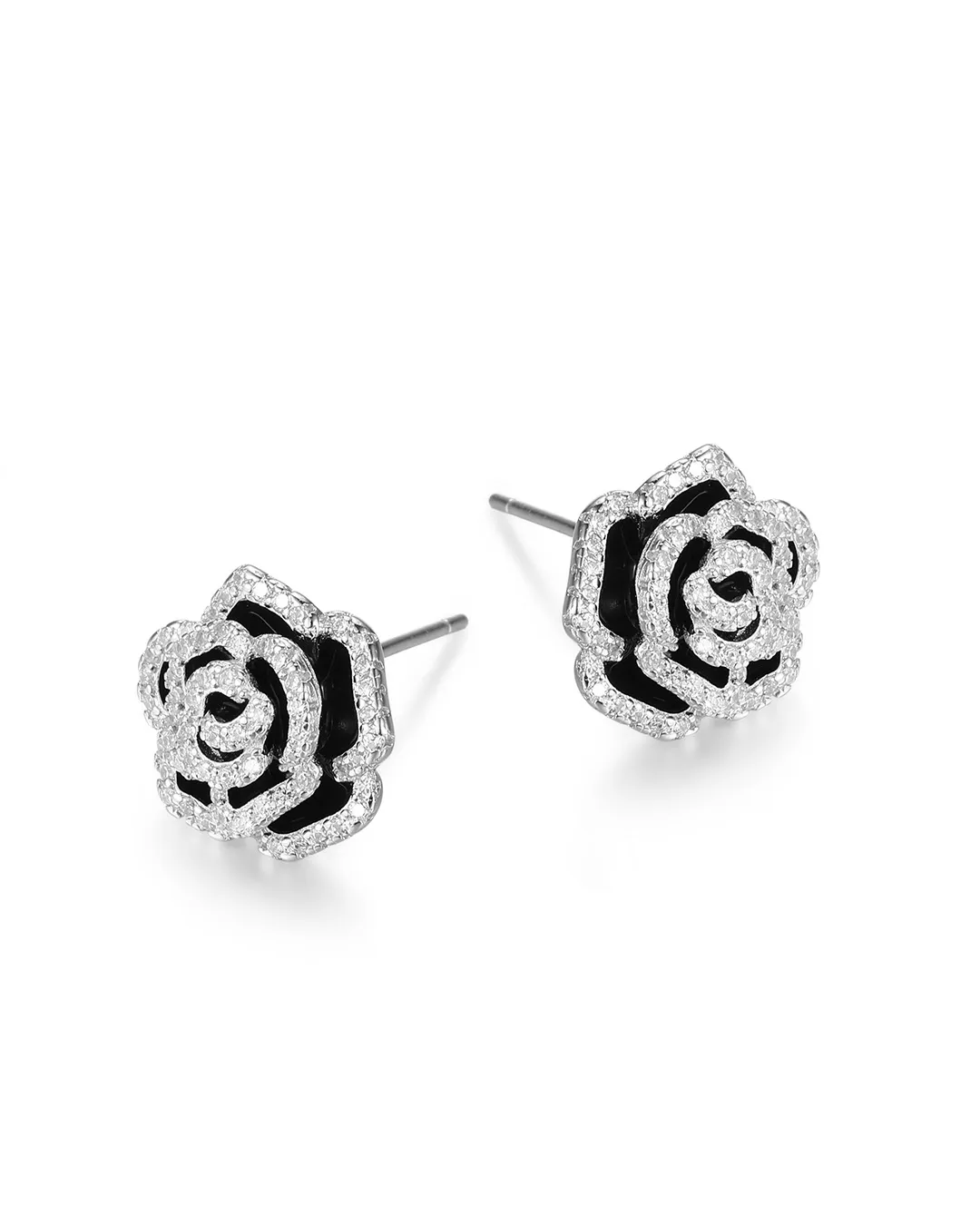 Rose Black Stone Earrings - Image 3