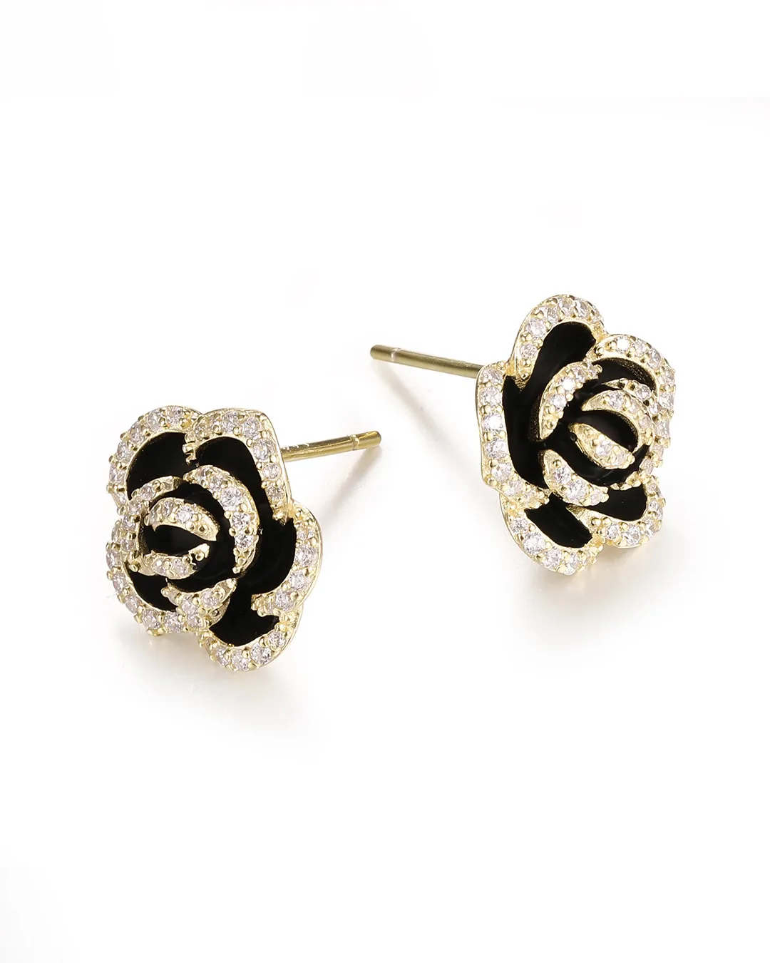 Black Rose Gold Earrings - Image 3