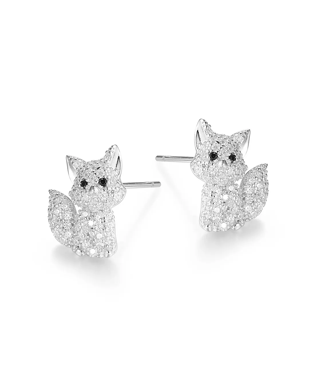 Silver Fox Stud Earrings - Image 3