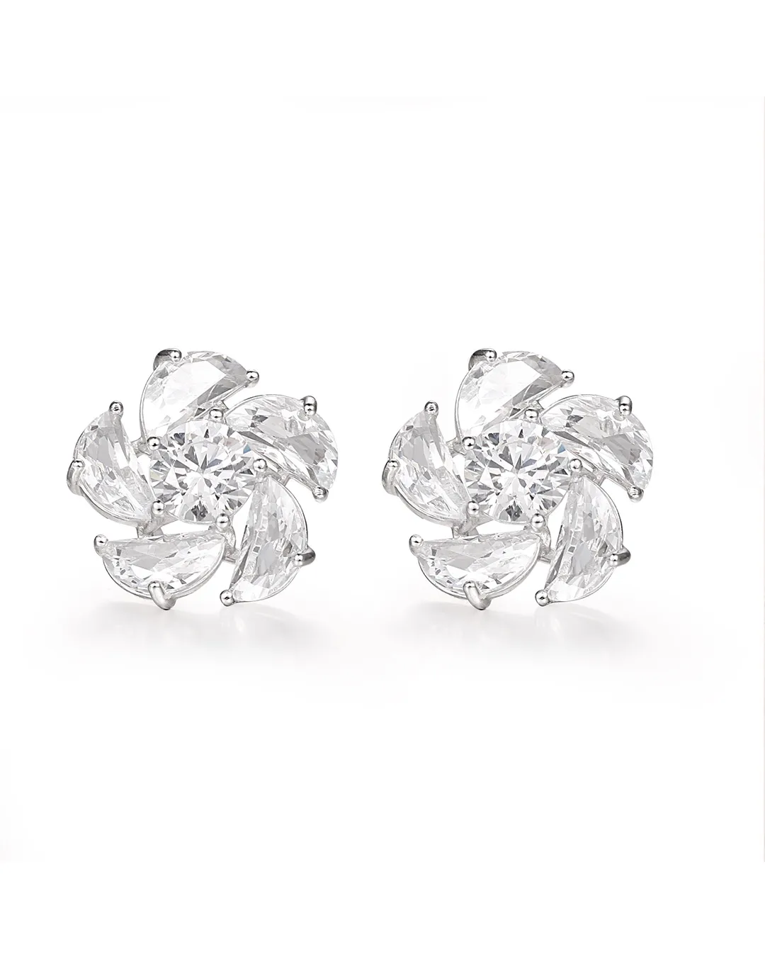 Silver Crystal Stone Earrings