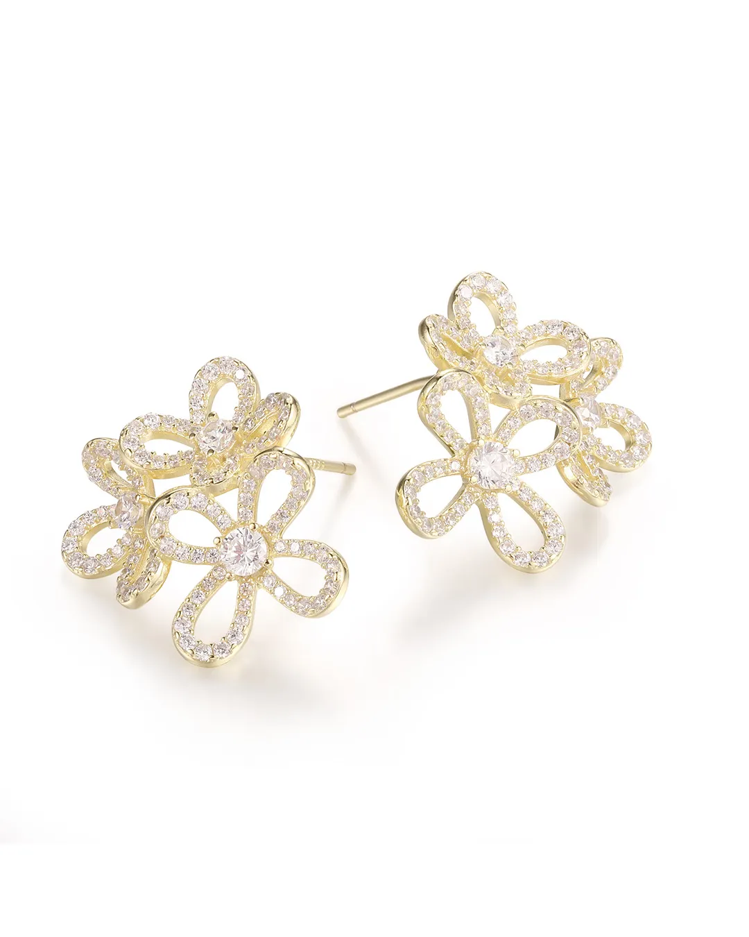 Gold Flower Hoop Earrings - Image 3