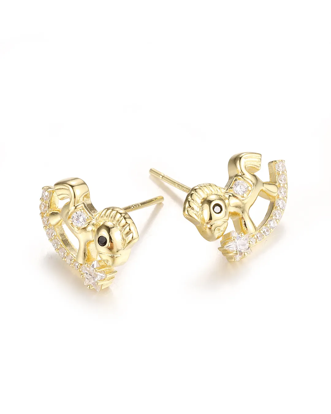 Gold Rocking Horse Earrings - Image 3