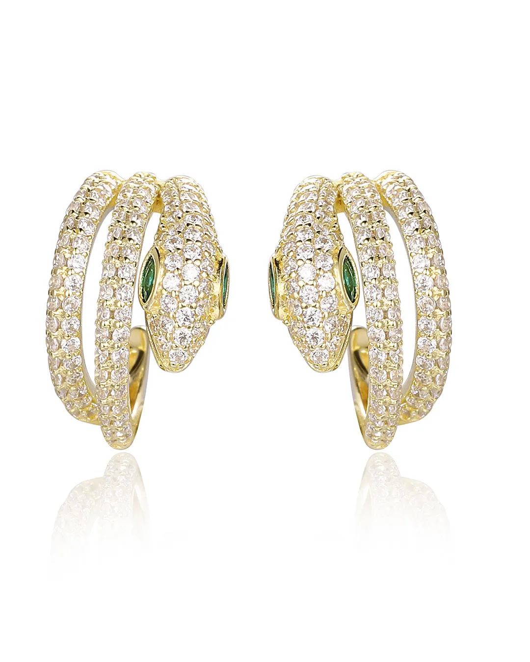 Gold Snake Hoop Earrings - Image 4