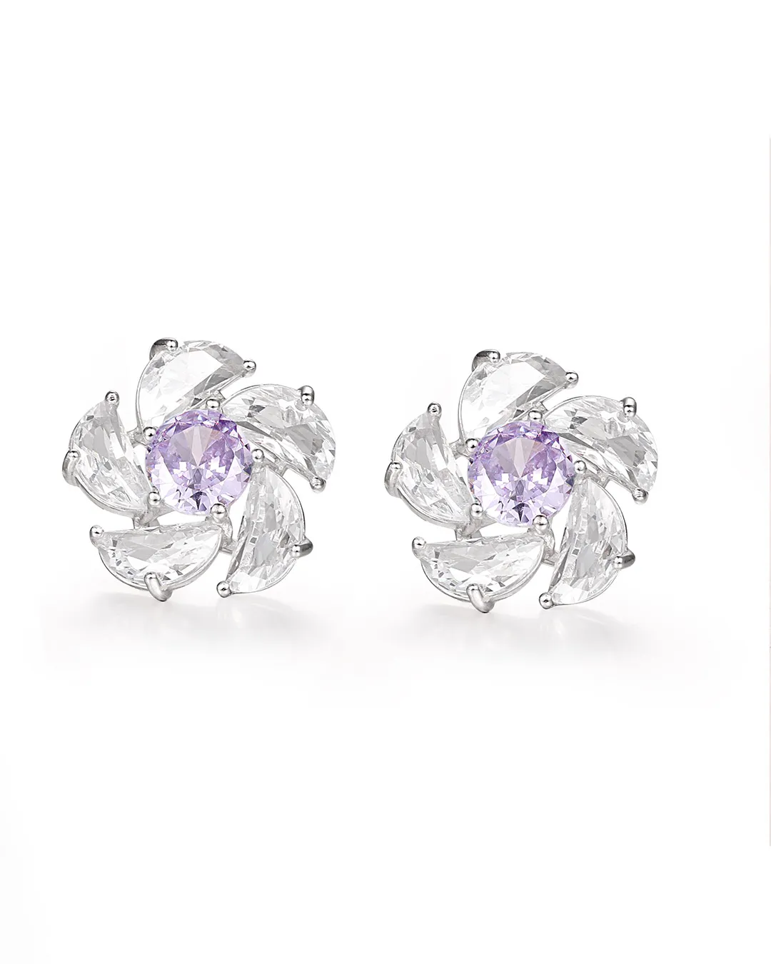 Purple Crystal Stud Earrings