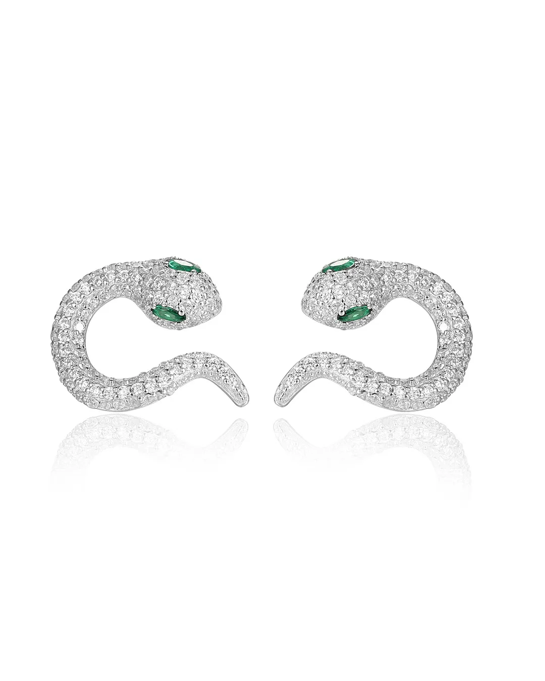 Silver Pavé Snake Earrings