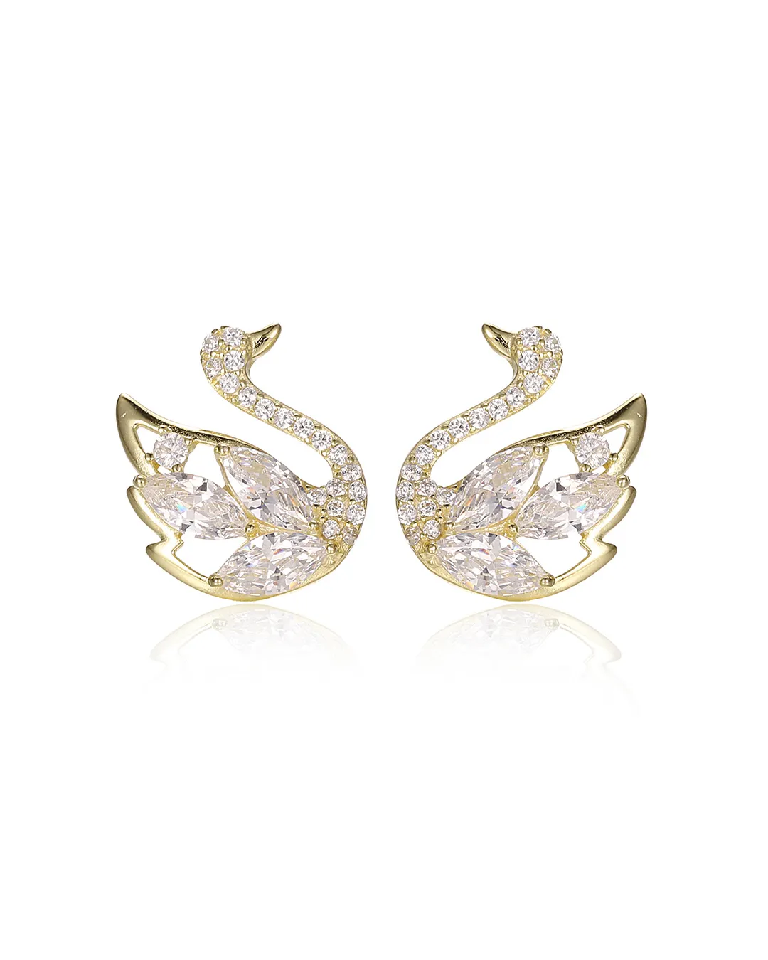 Gold Swan Crystal Earrings