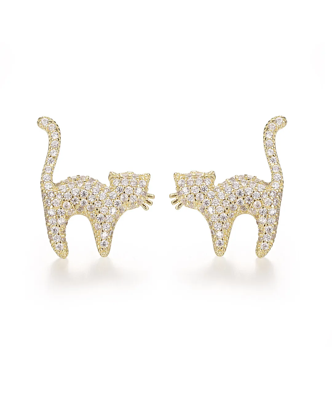 Gold Cat Stud Earrings