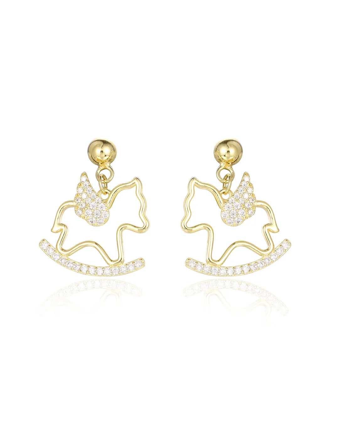 Gold Horse Dangle Earrings
