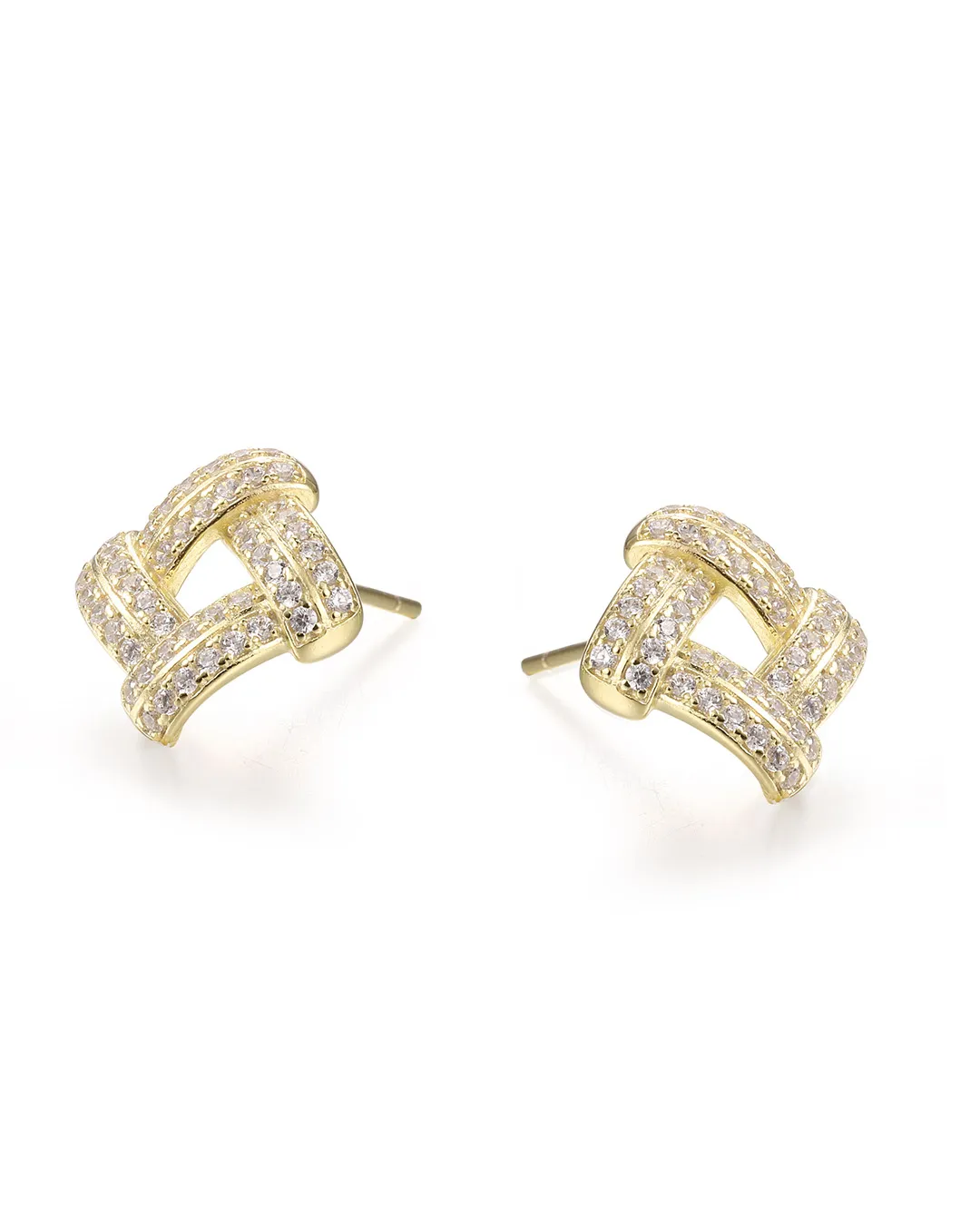 Gold Geometric Stud Earrings - Image 4