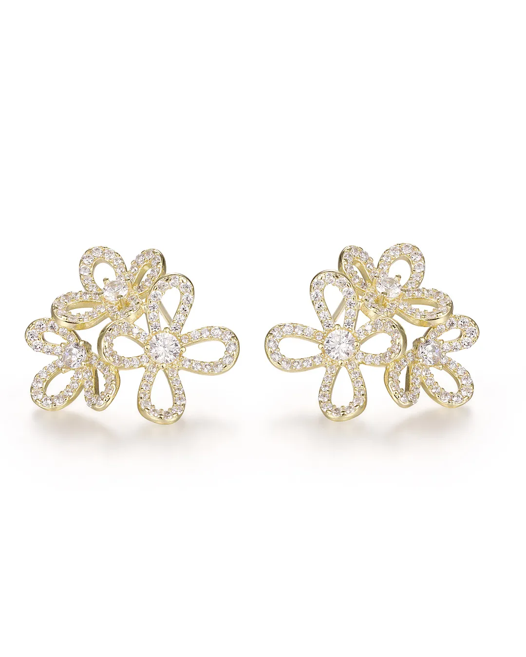 Gold Flower Hoop Earrings - Image 2