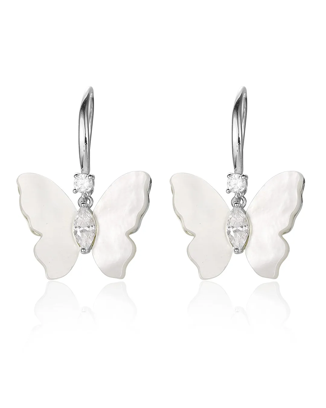 Silver Butterfly Hook Earrings - Image 2
