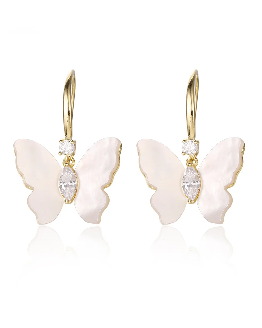 Gold Butterfly Hook Earrings
