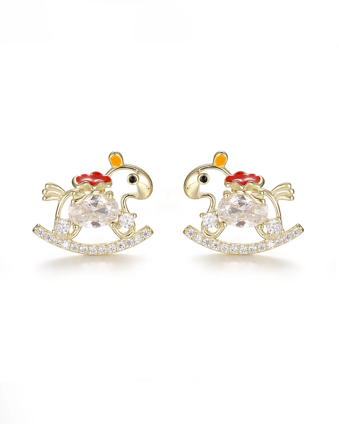 Adorable Horse Stud Earrings with a Unique Rocking Horse Design