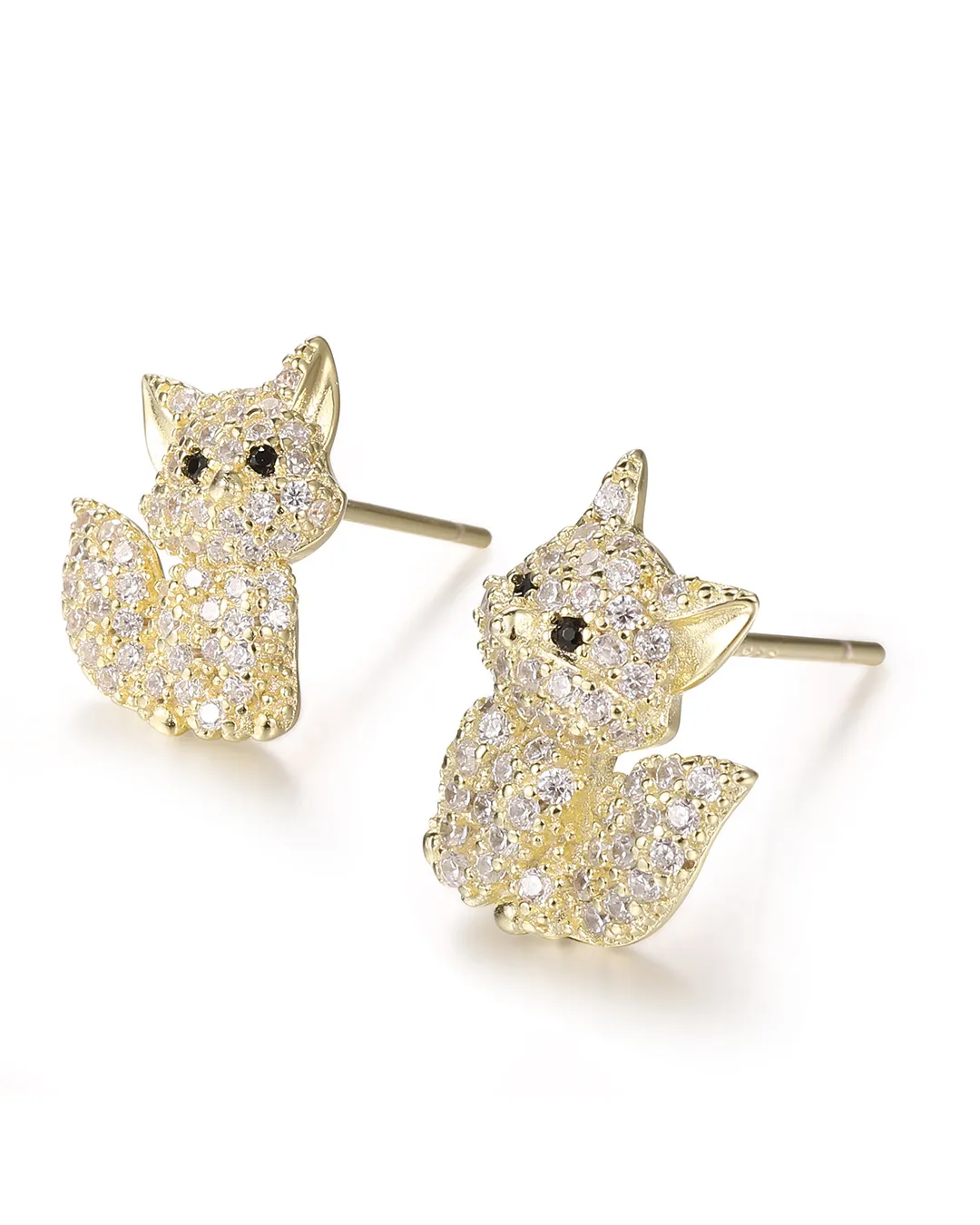 Gold Fox Stud Earrings
