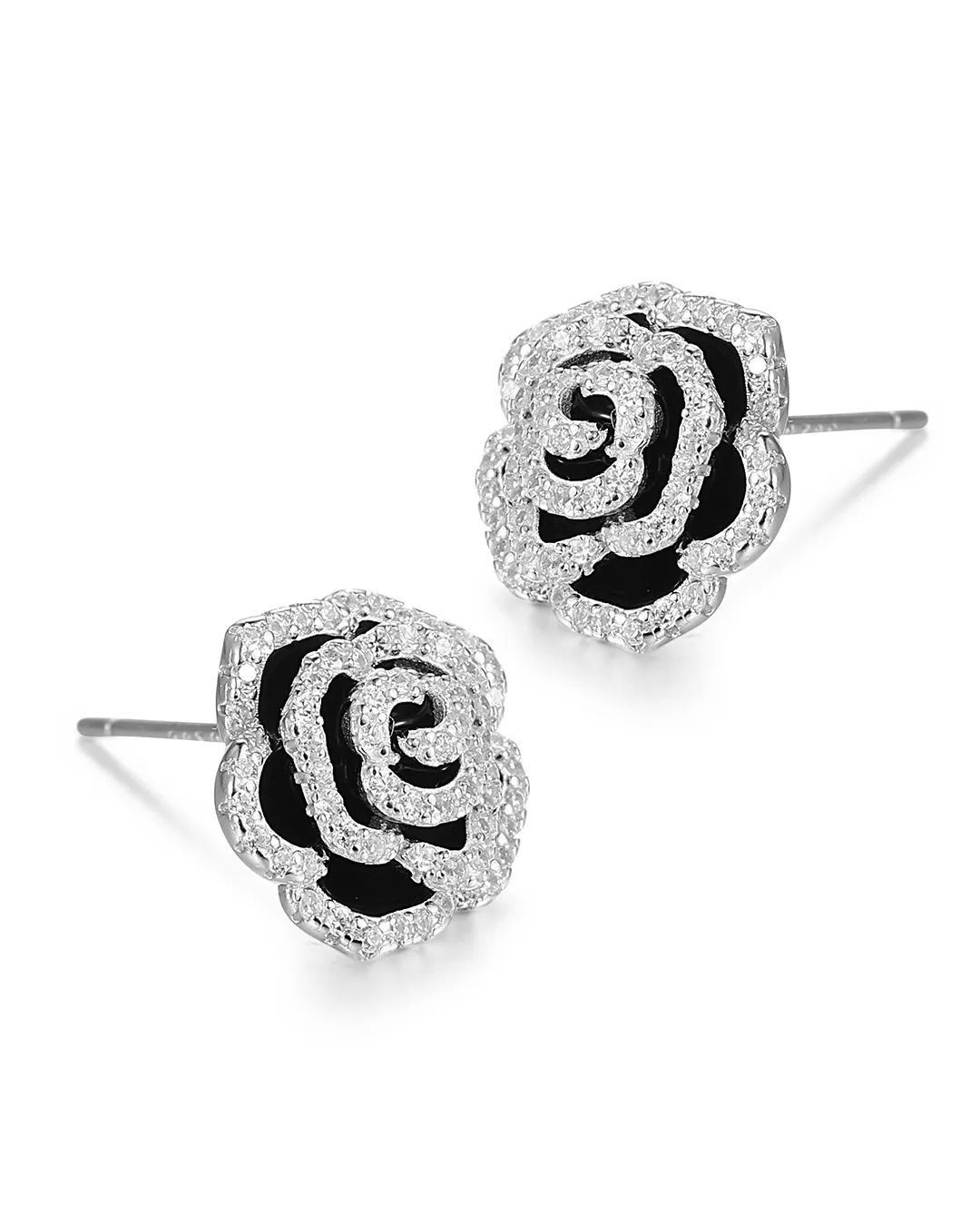 Rose Black Stone Earrings - Image 2