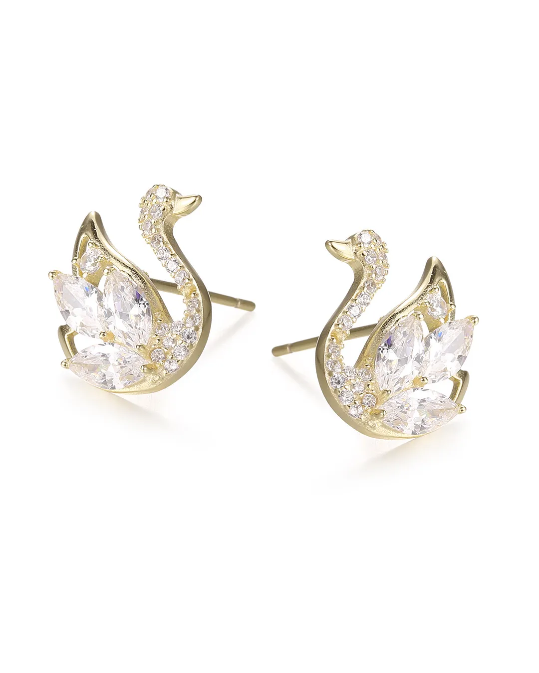 Gold Swan Crystal Earrings - Image 3