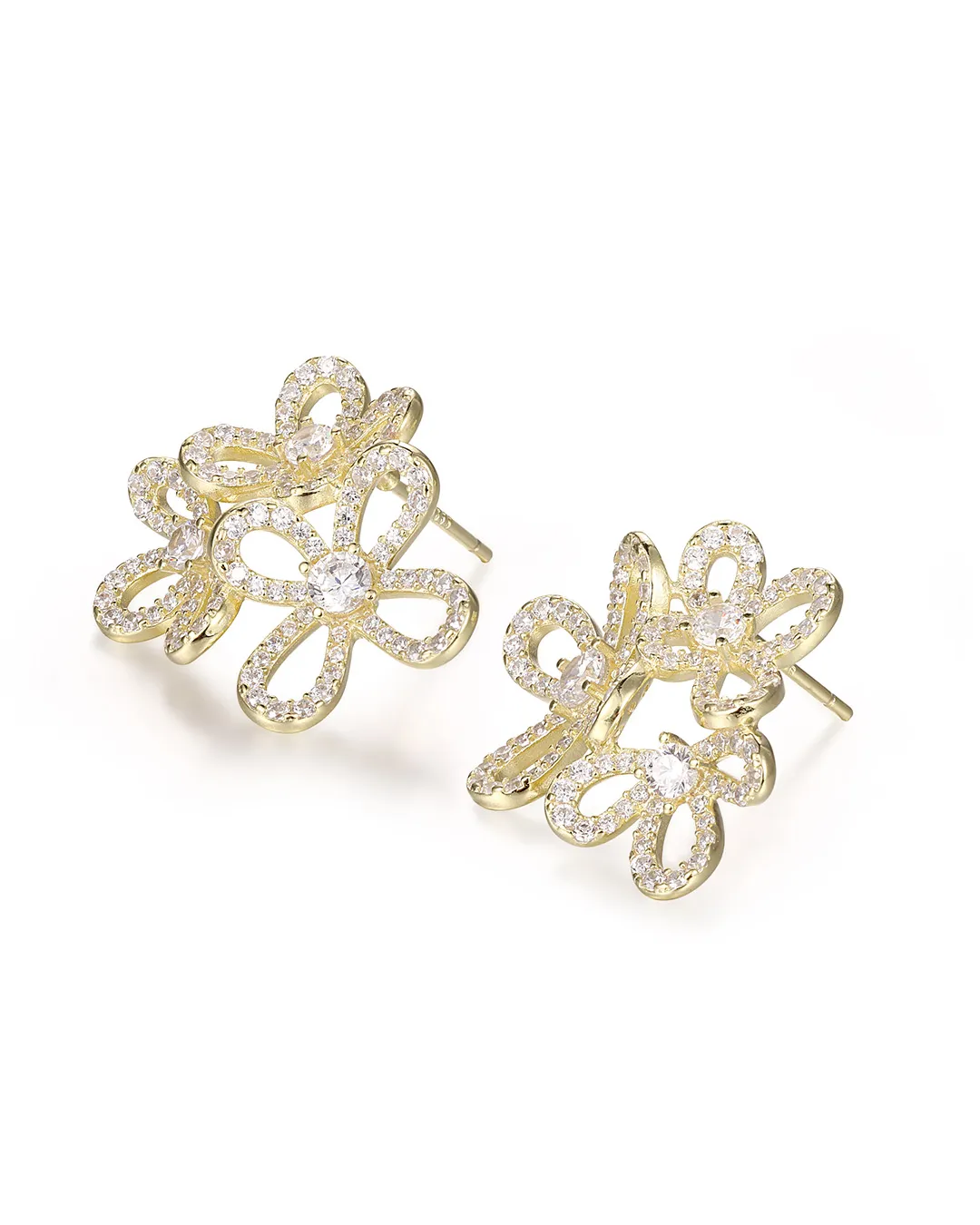 Gold Flower Hoop Earrings