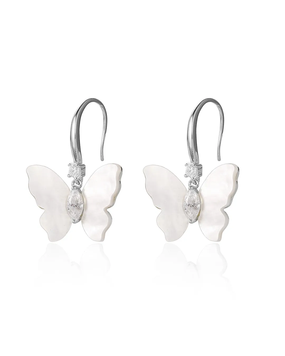 Silver Butterfly Hook Earrings - Image 3