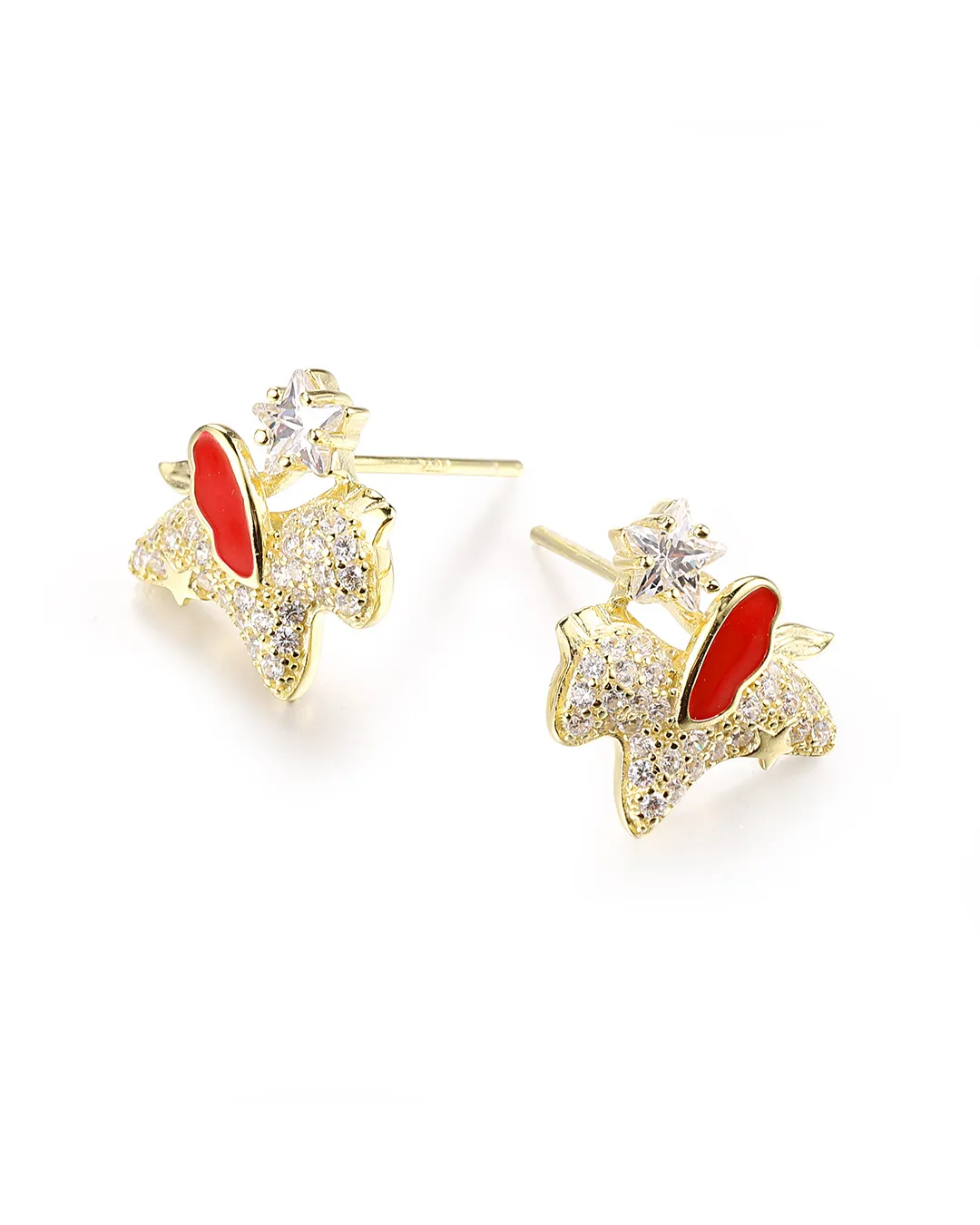 Red Enamel Bunny Earrings - Image 4
