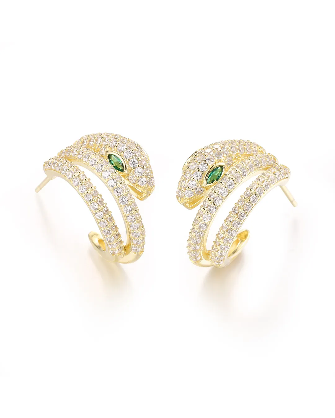 Gold Snake Hoop Earrings - Image 3