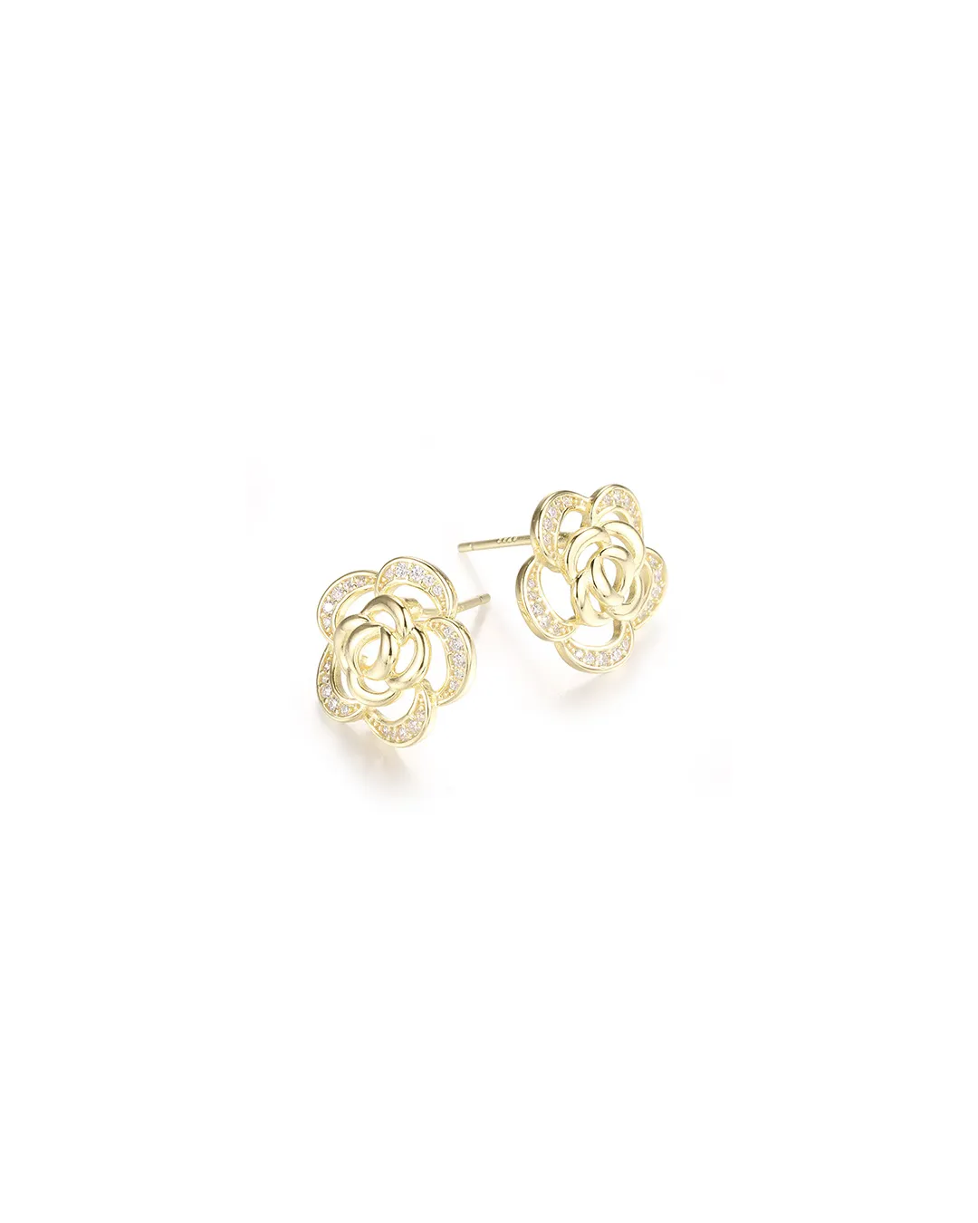 Gold Rose Earrings - Image 3