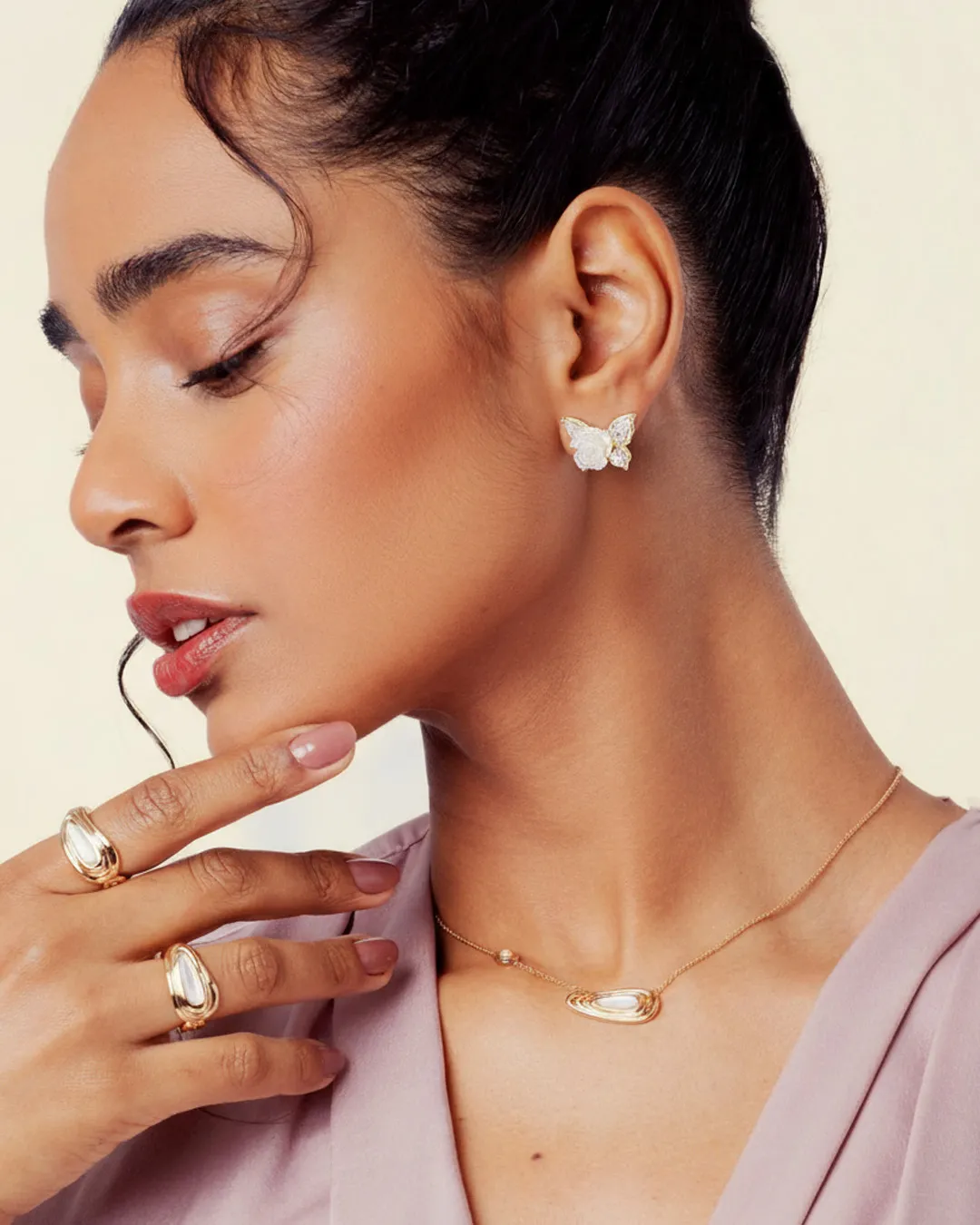 Gold Flower Fox Earrings