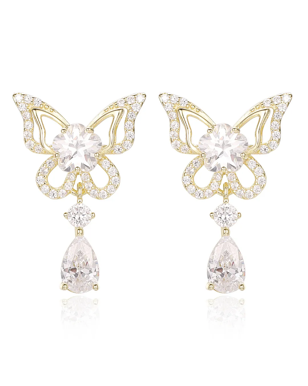 Butterfly Crystal Gold Earrings