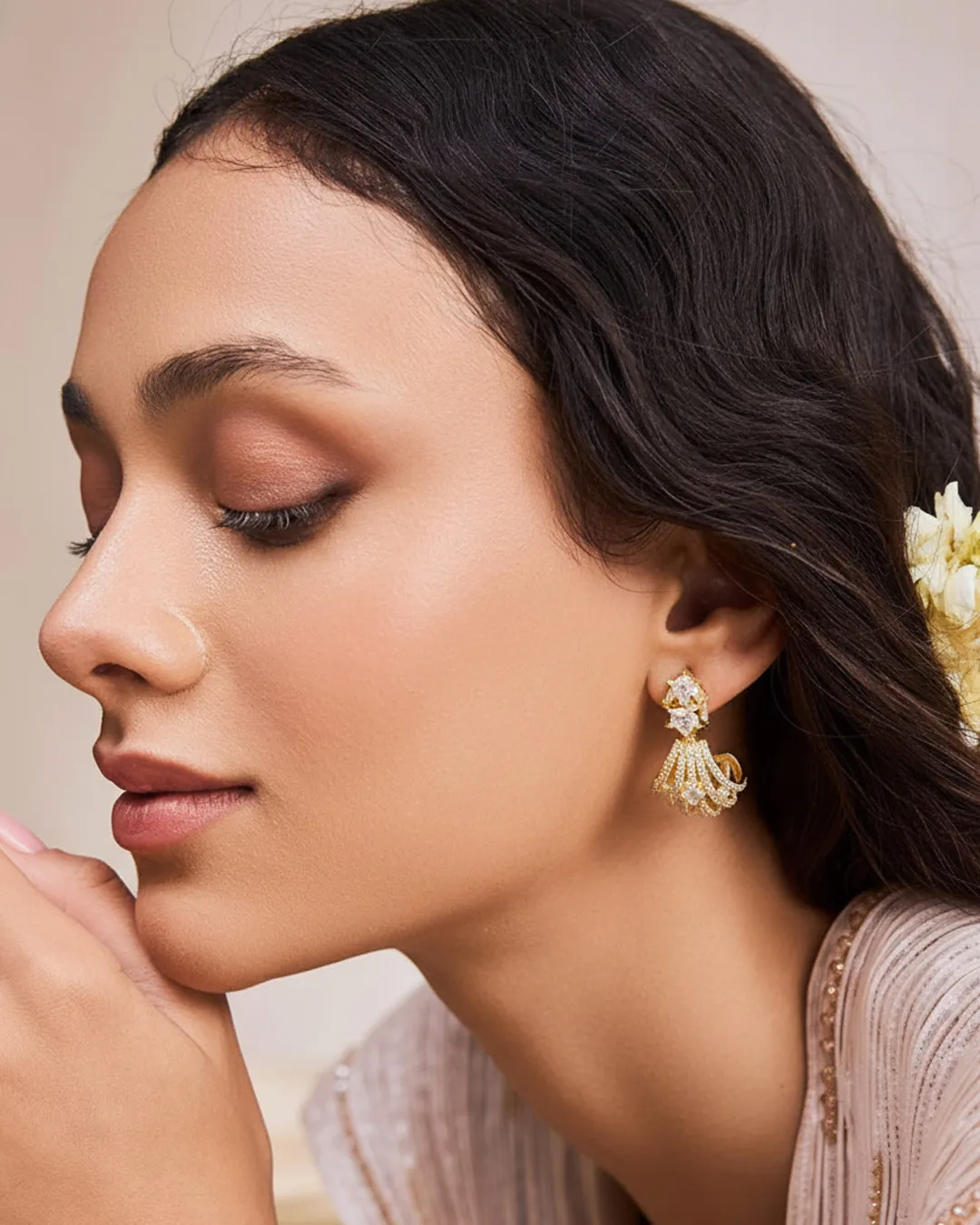 Gold Fan Stud Earrings