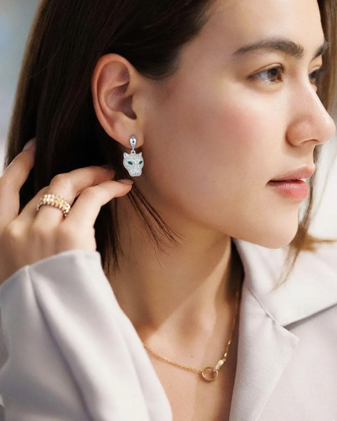 Silver Panther Earrings