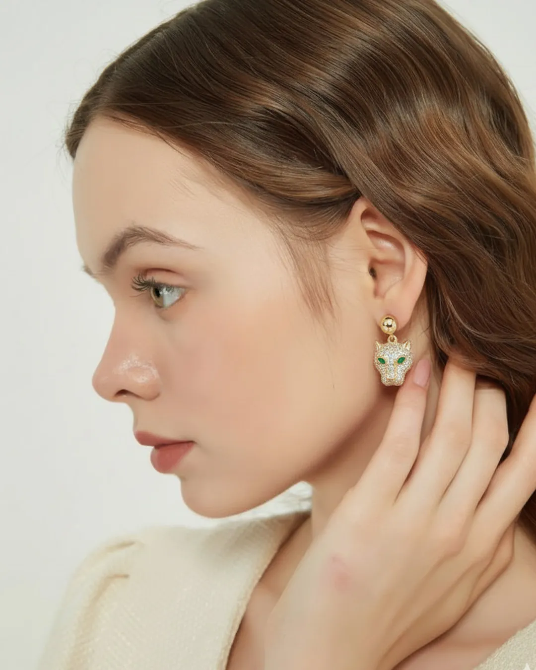 Gold Panther Earrings