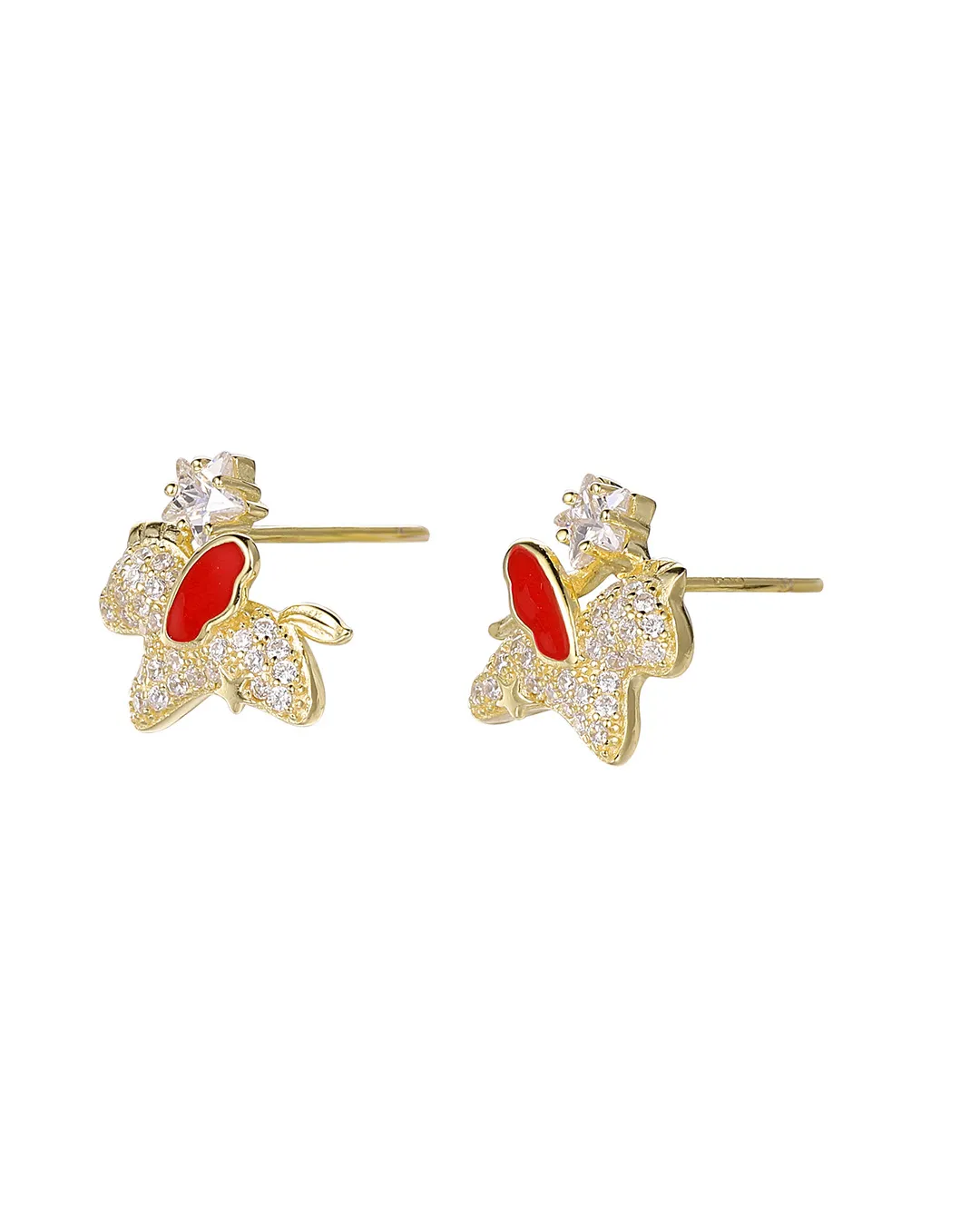 Red Enamel Bunny Earrings - Image 3