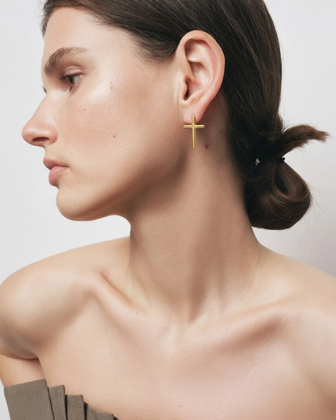 Sterling Gold Cross Earrings - Image 4