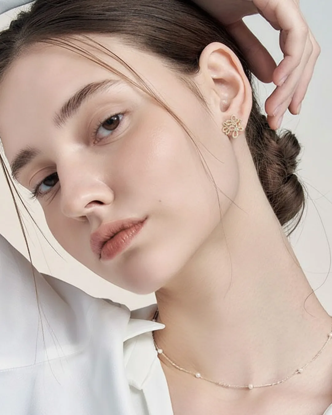 Gold Flower Hoop Earrings - Image 4