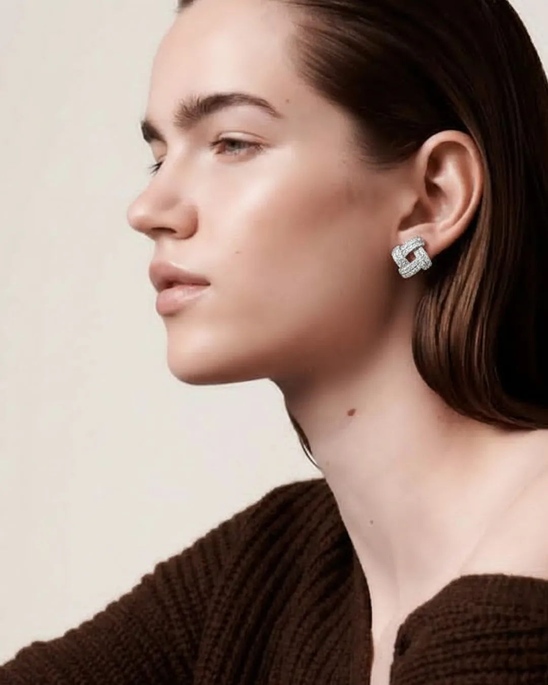 Crystal Clover Shape Earrings