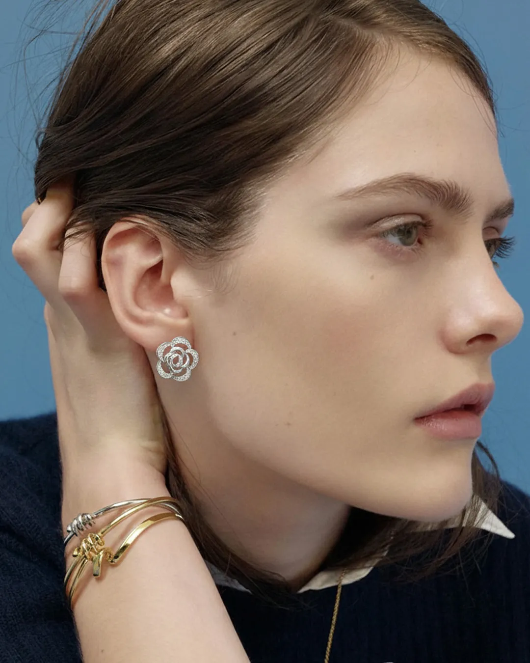 Silver Flower Stud Earrings