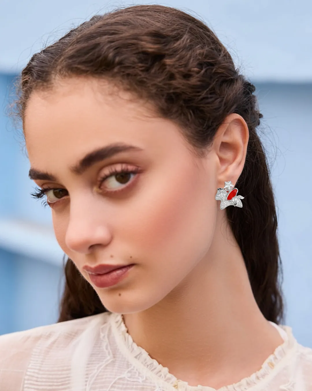 Crystal Snake Silver Earrings