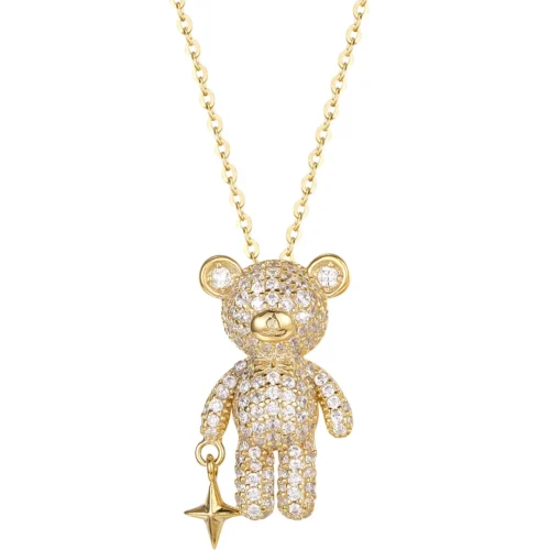 Gold Teddy Bear Necklace