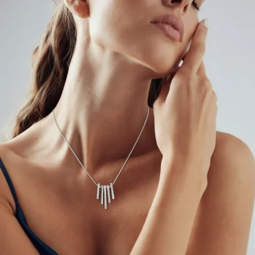 Sterling Silver line Bar Necklace