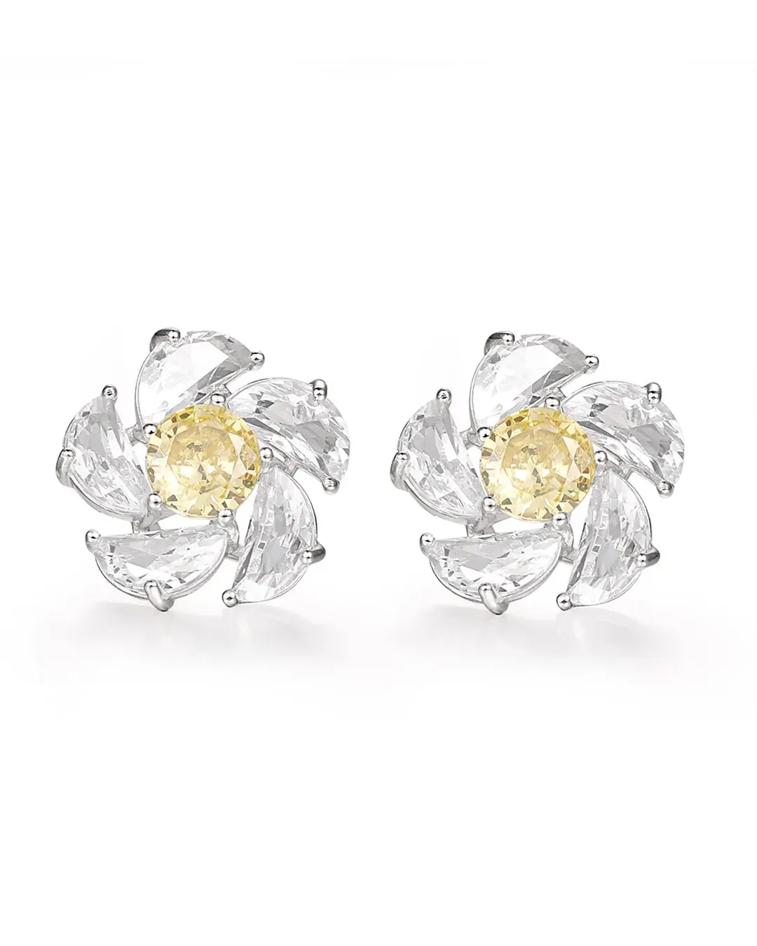 Yellow Crystal Silver Earrings